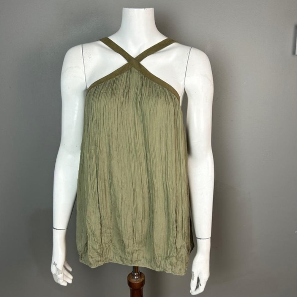 Polo Ralph Lauren Top Women's Size 10 Green Earthy Halter Suede Country Boho